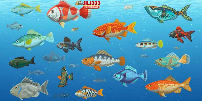 Each fish type has different difficulty levels and reward values.